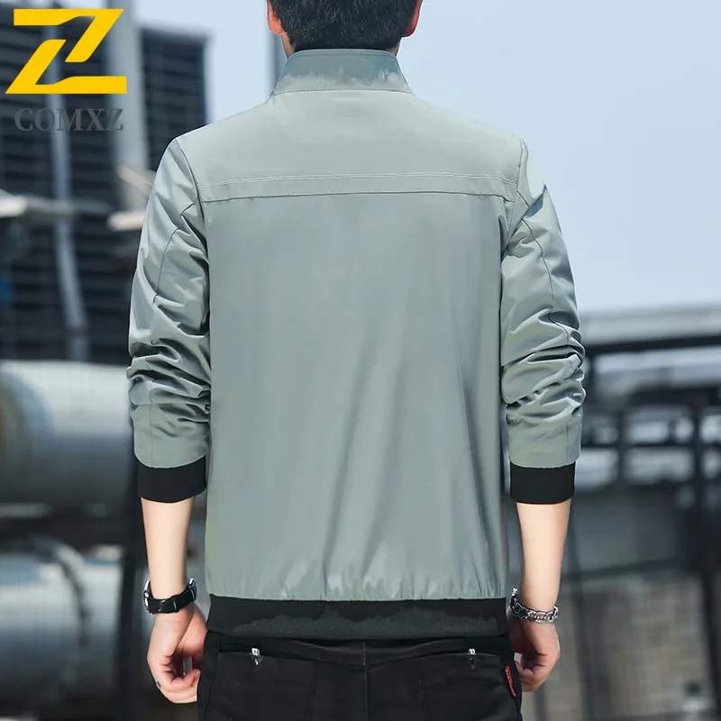 COMXZ Men Jacket Light Luxury Business Office Casual Stand Collar Thin Golf Sport Outdoor Hiking Travel Coat Windbreaker Jackets