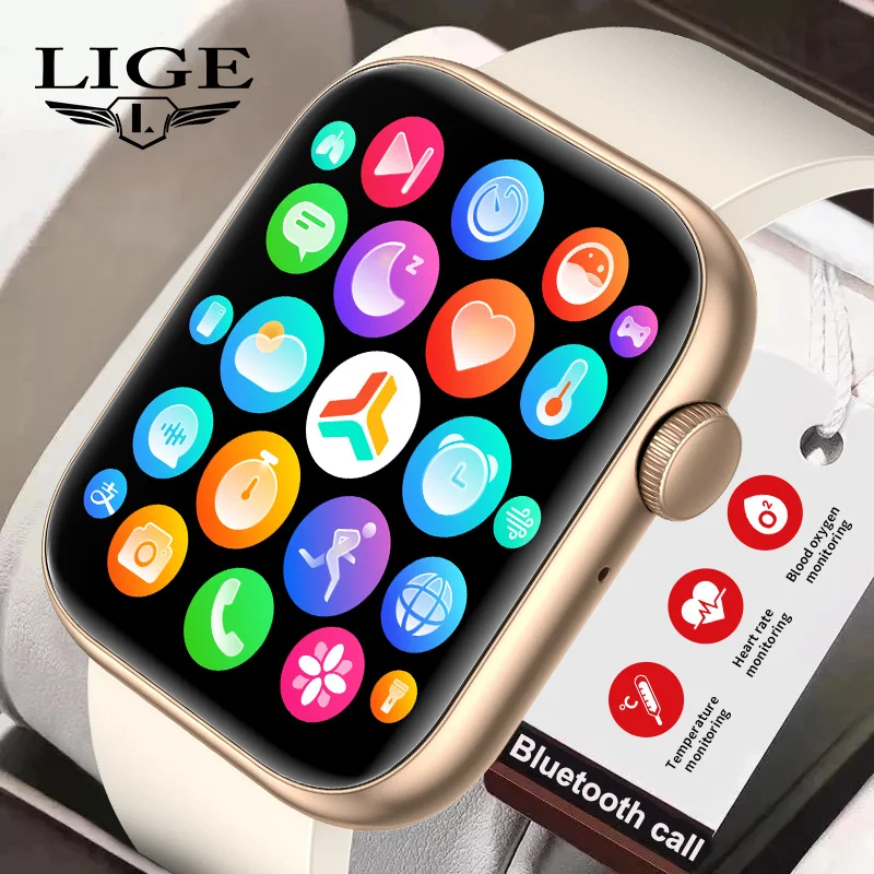 

LIGE Hot Selling Smart Watch Full Touch Screen Bluetooth Waterproof Temperature Test Sport Fitness Tracker Smartwatch For Ladies