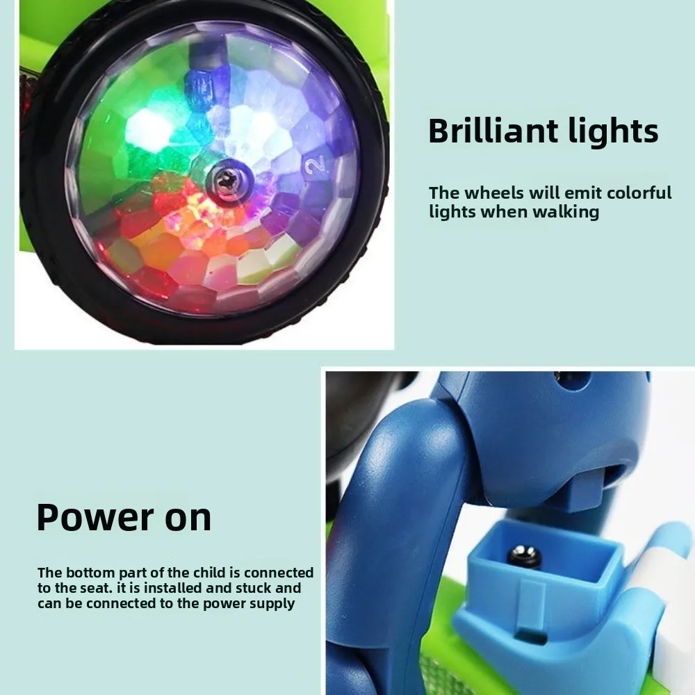 Funzione musicale Triciclo elettrico Giocattolo Luce colorata Ruota di 360 gradi Stunt Performance Triciclo Luci luminose Interattive