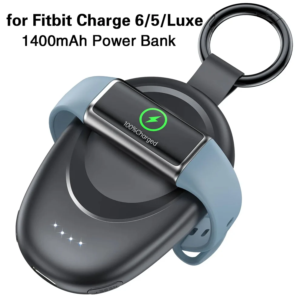 LVFAN Smartwatch Charger for Fitbit Charge 6/5/Luxe Portable Power Bank Travel Charger Dock 1400mAh Fast Charging Battery Pack