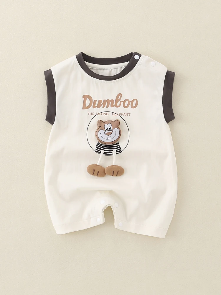 Lindo bebé de dibujos animados Rer traje de verano ort Sve pantalones largos de cintura alta ropa de algodón para bebés de alta calidad sin marca