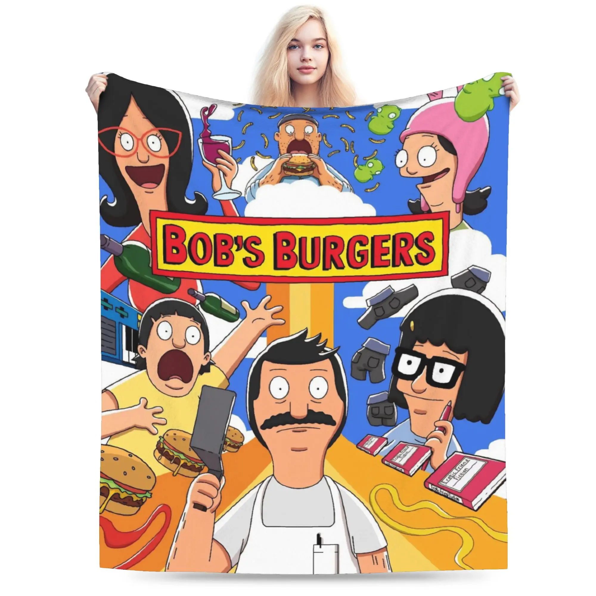 Bob Burgers  Blanket  Soft Warm Novelty Plush Bedding Throws For Students Outdoor Flannel Bedspread Bed Cover