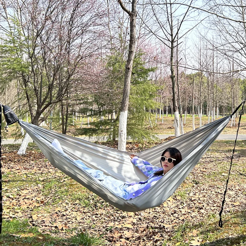 Outdoors Hammock 245x90cm Portable Parachute Sleeping Hammock Garden Backyard Furniture Swing Tree Bed Hanging Camping Equipment