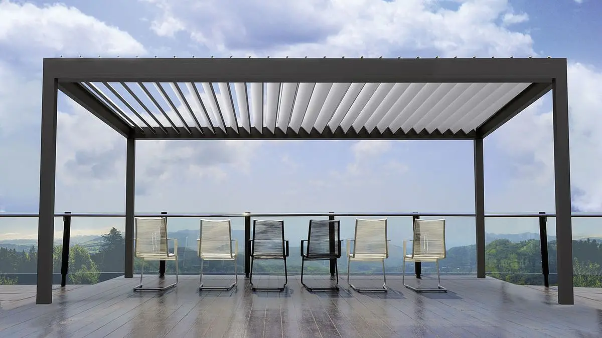 

Retractable Aluminum Pergola Adjustable Louvered Roof Waterproof Garden Motorized Pergola Home Freestanding Outdoor Gazebo