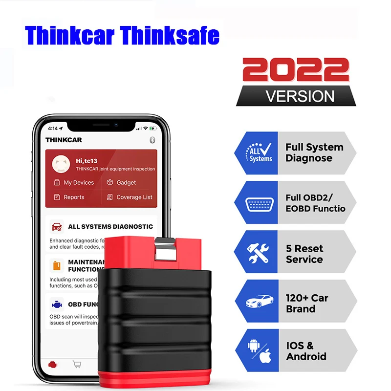 

THINKCAR THINKSAFE OBD2 Automotive Scanner OBD 2 Car Diagnostic Tool All System All Makes Free Oil ABS EPB Reset PK Thinkdiag