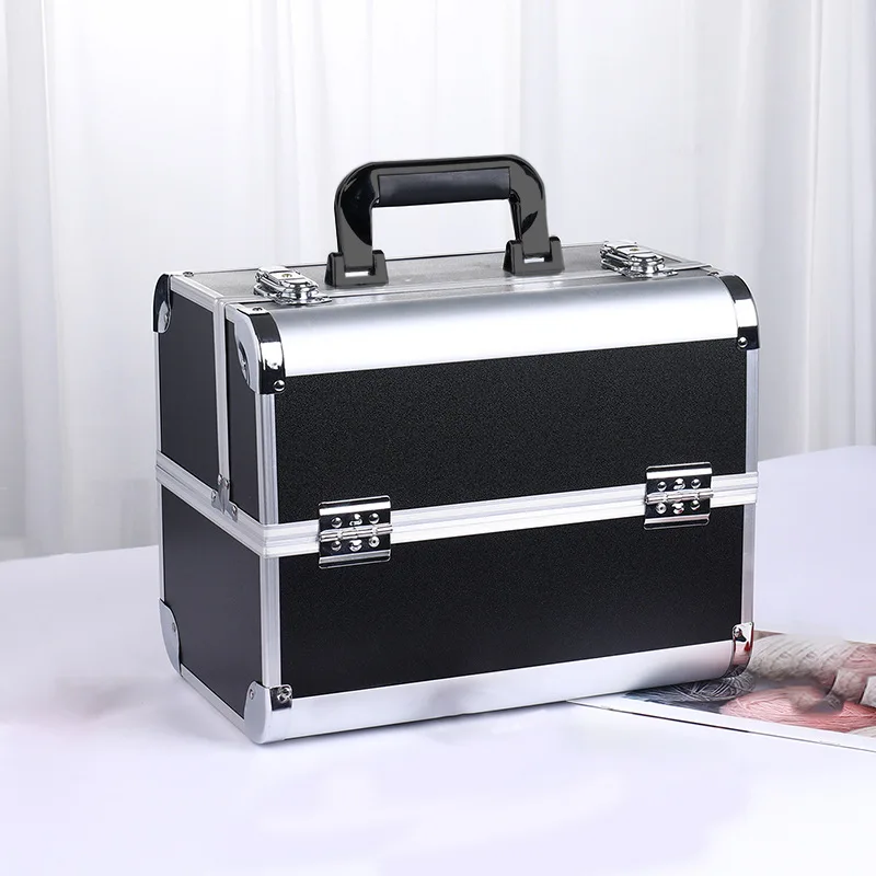 Aluminum Alloy Professional Makeup Case Beauty Salon Embroidery Nail Tool Box