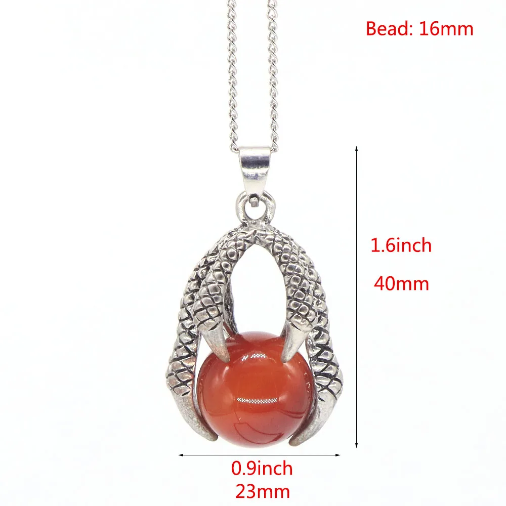 Dragon Claw Bead Necklaces & Pendants Natural Healing Stone Agate Crystal Round Gem Balls Popular Gothic Handmade Jewelry Crafts