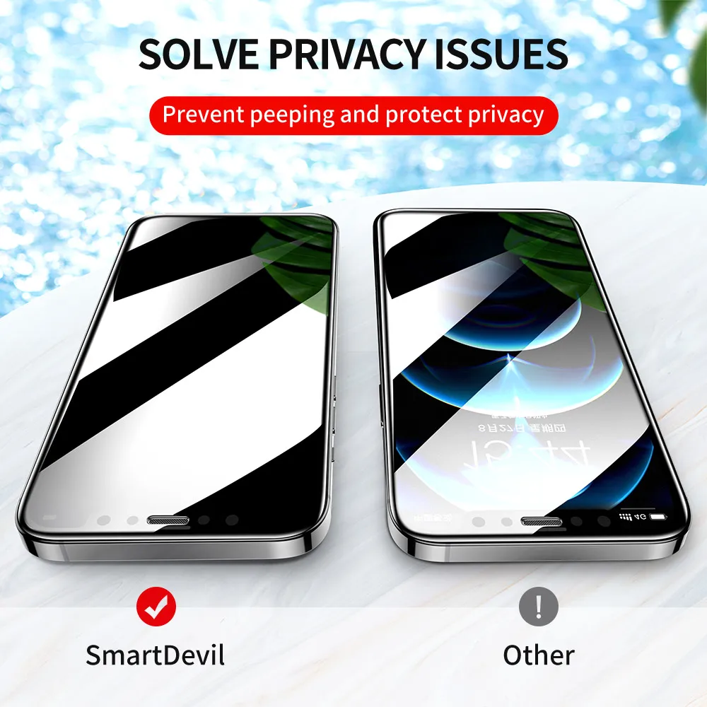 SmartDevil Anti Spy Screen Protectors For iPhone 14 13 12 11 Pro Max Privacy Tempered Glass For iPhone 13 12 mini Full Cover