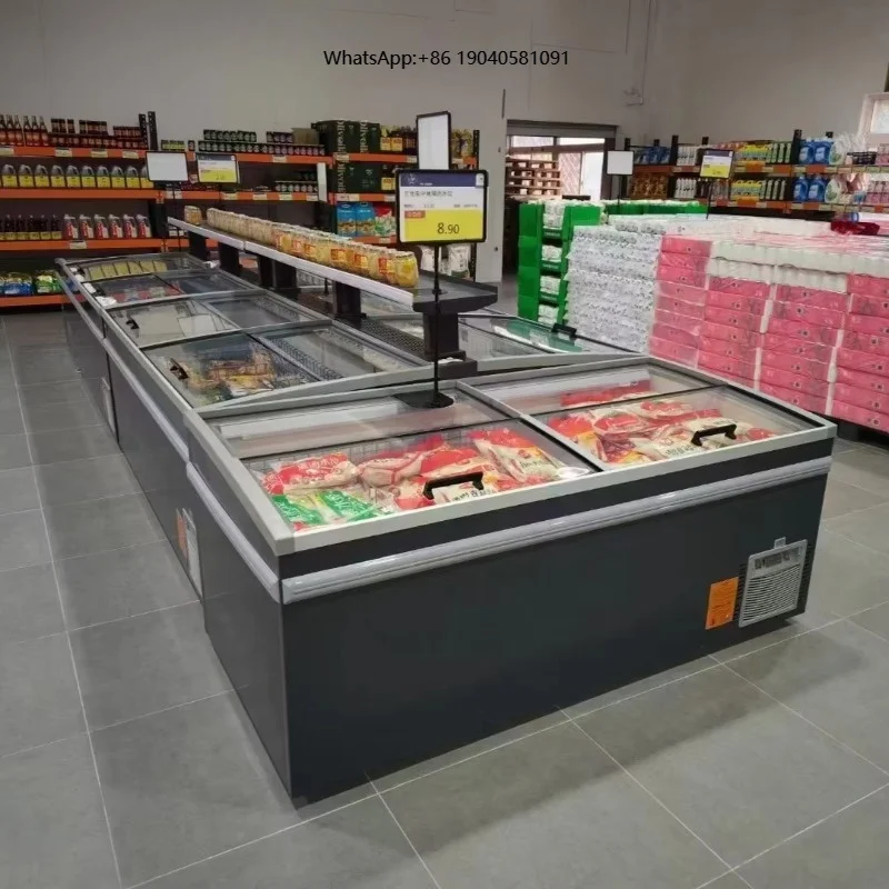 Commercial Freezer Glass Top Ice Cream Freezer Deep Horizontal Freezers Display Refrigerator for Supermarket