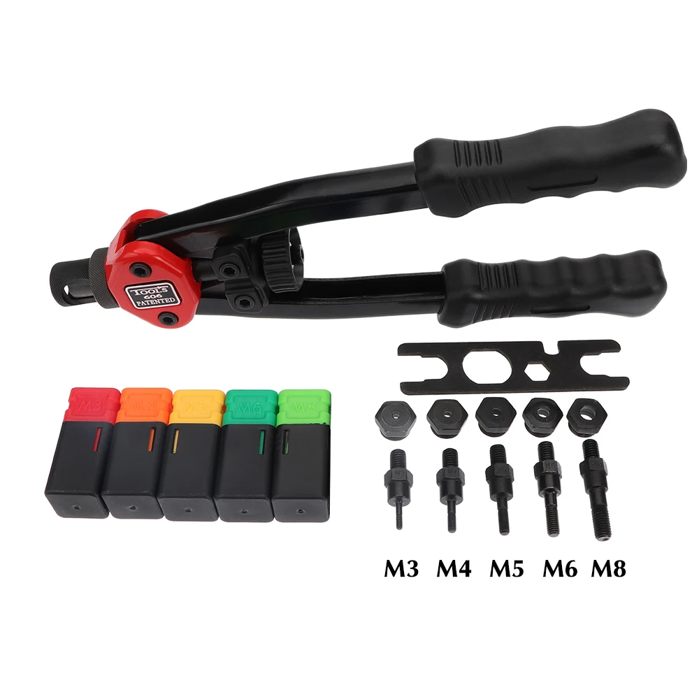 Rivet Nut +Hand Threaded Rivet Nuts Gun BT606 M3 M4 M5 M6 M8 Double Insert Manual Riveter Gun Riveting Rivnut Rivet Tool
