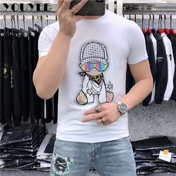 Designer T-shirt Male Fashion Brand trend Cartoon Printing Fit Hot Diamonds Tees Summer Casual Short Sleeve M-6XL Men Clothes