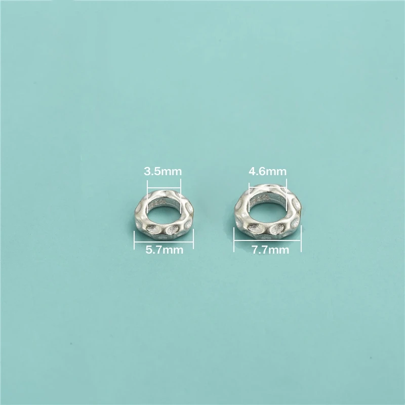 2pcs Real Authentic 925 Sterling Silver Large Hole Loose Beads for DIY Leather Bracelet Earring Necklace Jewelry Making Supplies