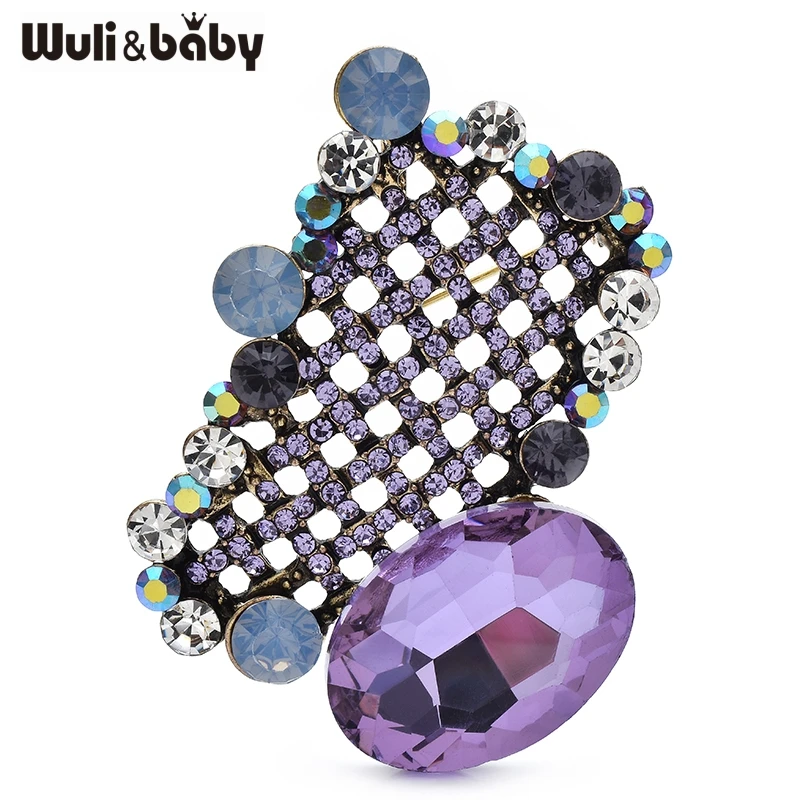 

Wuli&baby Crystal Geometric Brooches For Women Unisex Vintage 5-color Knit-cloth Design Flower Brooch Pins Gifts