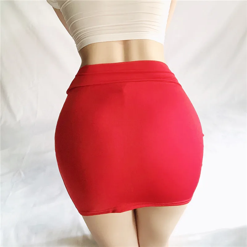 Schwarzer Einfarbiger Ultra-Dünner Durchsichtiger Hochtaillierter Mini-Kurzrock Sexy Bodycon Wickelrock für Damen Mode Clubwear – Detail 2