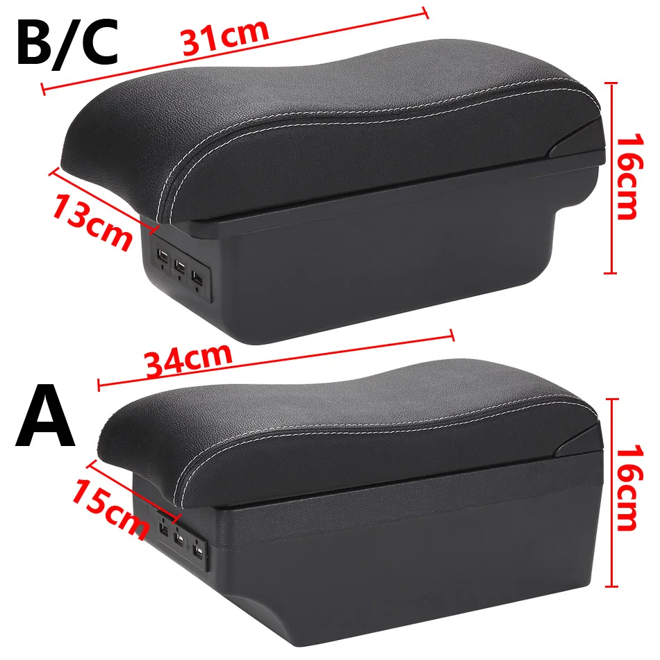 For Seat Ibiza Armrest For Seat Ibiza 6j Ibiza 6L Car Armrest Box Curved Surface leather Storage Box Simple installation Interio