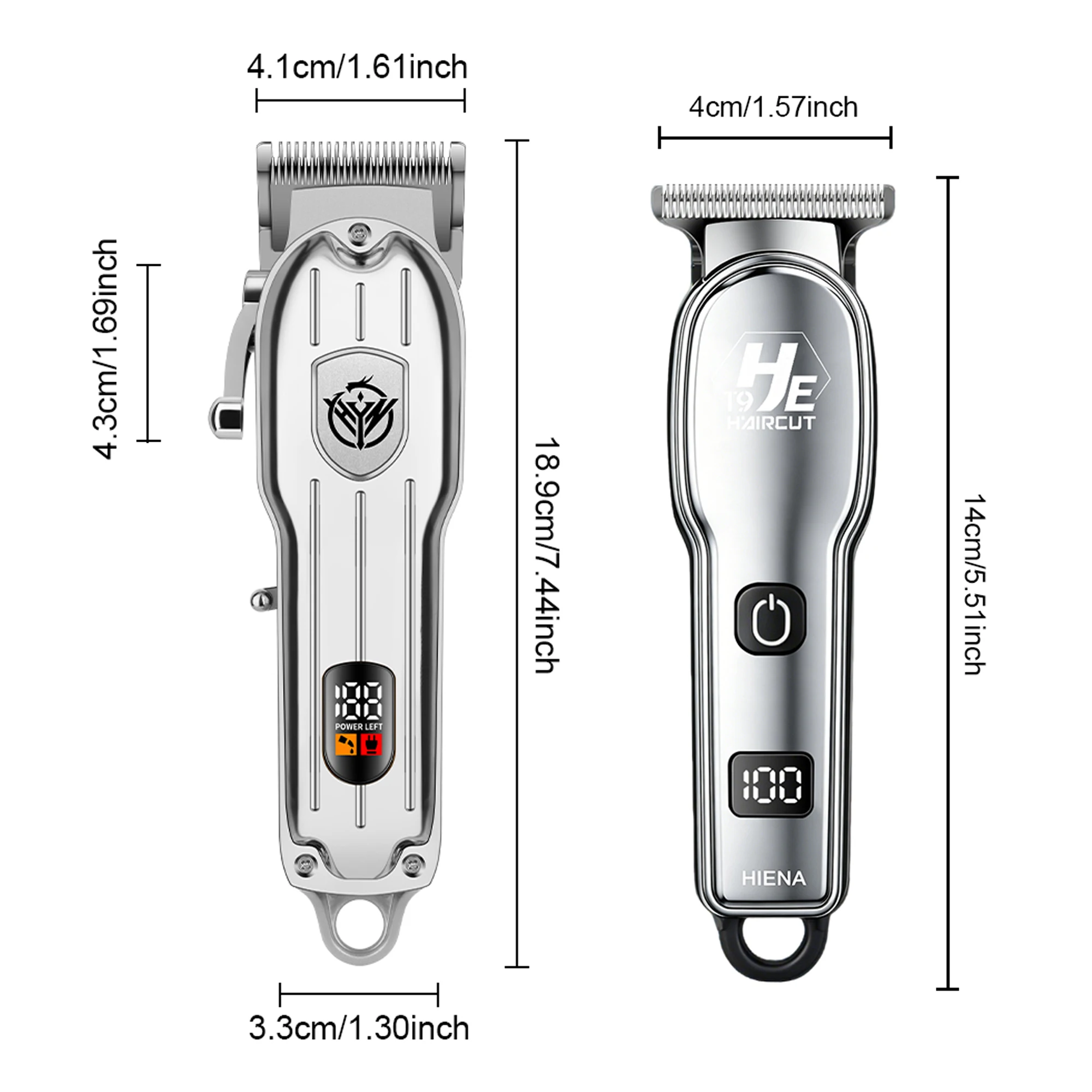 HIENA 2/1 Pieces Hair Clippers Set Barber Shop Oil Head Haircut Machine Professional Electric Sliver Hair Trimmer For Father