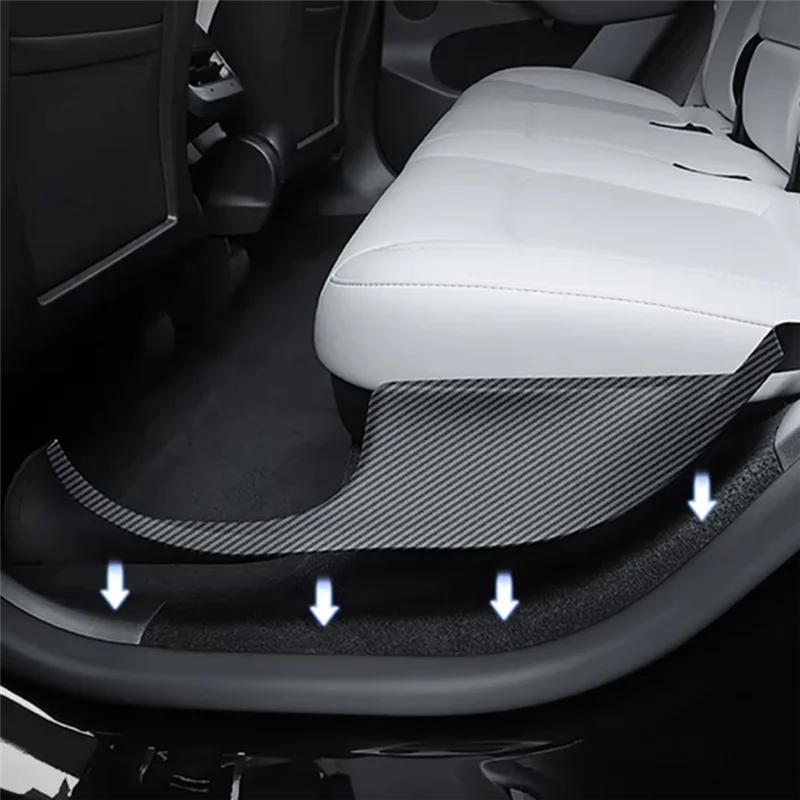 بقوة عتبة الباب الخلفي للسيارة شرائط عتبة الباب الخلفي حماية قطاع مقعد مكافحة ركلة وسادة ركن الحرس ل تسلا نموذج Y 2021-2024