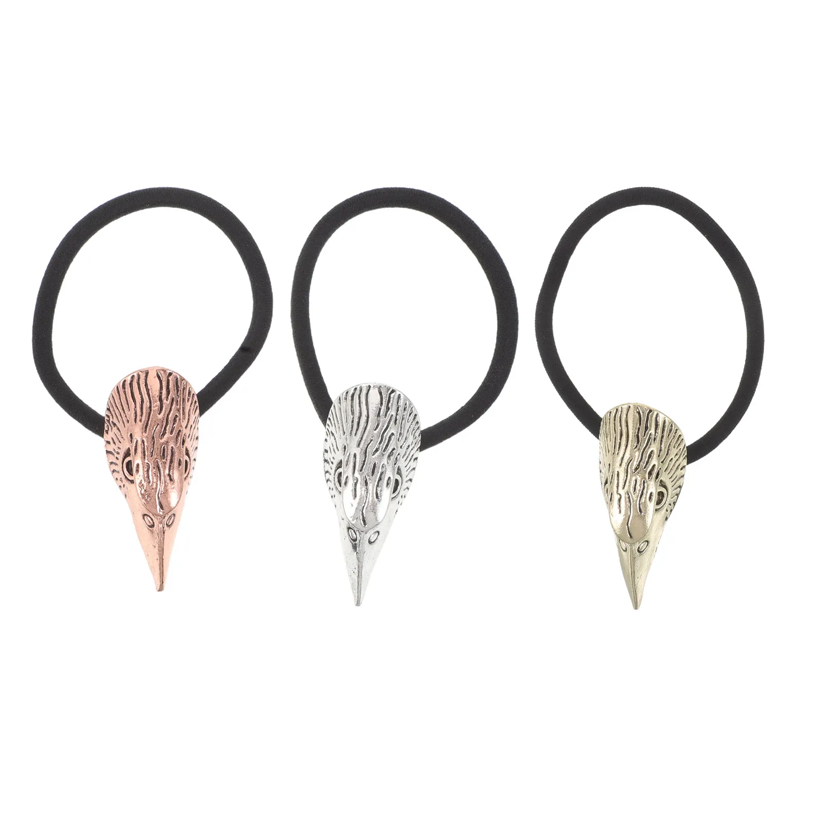 3Pcs Skull Hair Bands 3D Crow Skull Elastic Ponytail Holder Vintage Style Goth Hair Accessories for Women Daily Wear