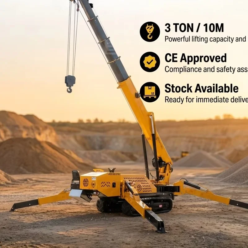 3 Ton Spider Crane Small Crawler Spider Crane With Telescopic Boom Electric Diesel Spider Crane for Construction