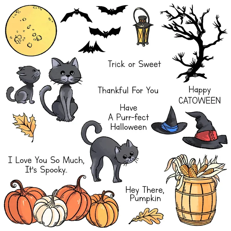 

Happy Halloween Cats Pumpkin Clear Stamp DIY Scrapbooking Supplies Silicone Stamp For Card Making Albums Crafts Decor