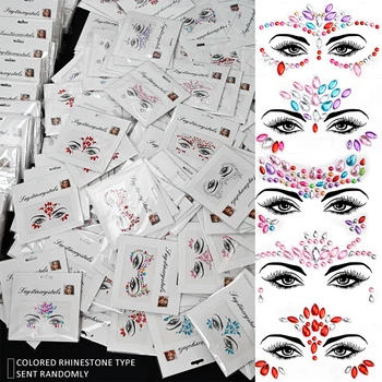5 stücke Gesicht Temporäre Tattoo Aufkleber Festival Halloween Party Make-Up Gesicht Schmuck Tattoo Dekoration Glitter Strass Gesicht Tattoo