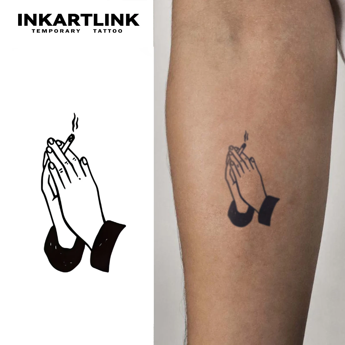 3 pcs Folded Palms Temporary Tattoo, Lasts Up to 15 Days New Technology Magic Waterproof Semi Permanent Sticker.
