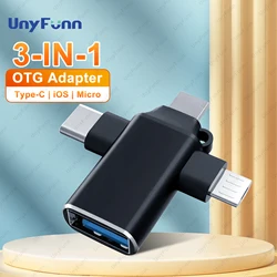 3-in-1 OTG Adapter for iPhone Type-C Micro Lighning Adapter USB 3.0 Camera Adapter Converter for Xiaomi Huawei USB Flash Drive
