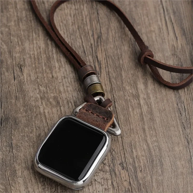 Leather Strap for Apple Watch Ultra Band 49mm 44mm 40mm Necklace Correa 38mm 42mm Bracelet iWatch Series 8 7 6 5 4 3 2 45mm 41mm