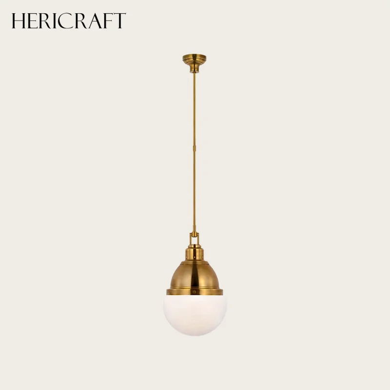 American Industrial Pendant Light Handcrafted Brass Lamp Customizable Height For Dining Kitchen Bathroom