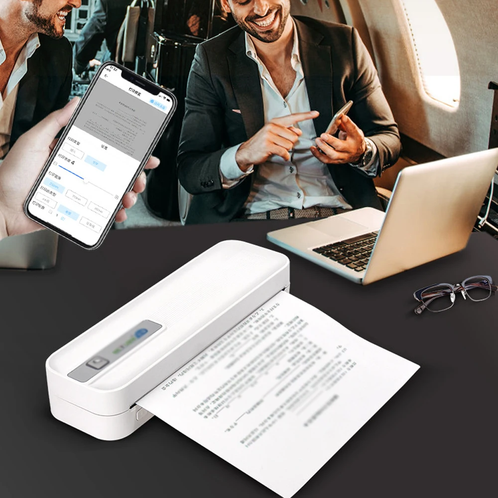

Portable A4 Thermal Printer Bluetooth Photos PDF Document Printing Machine Folded Rolls Paper For Office Work Home School Travel