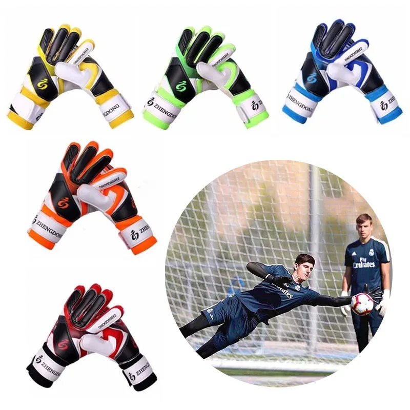 1Pair Soccer Goalkeeper Gloves Finger Protection Goal Thickened Latex Football Gloves Primary And Secondary School Student Adult