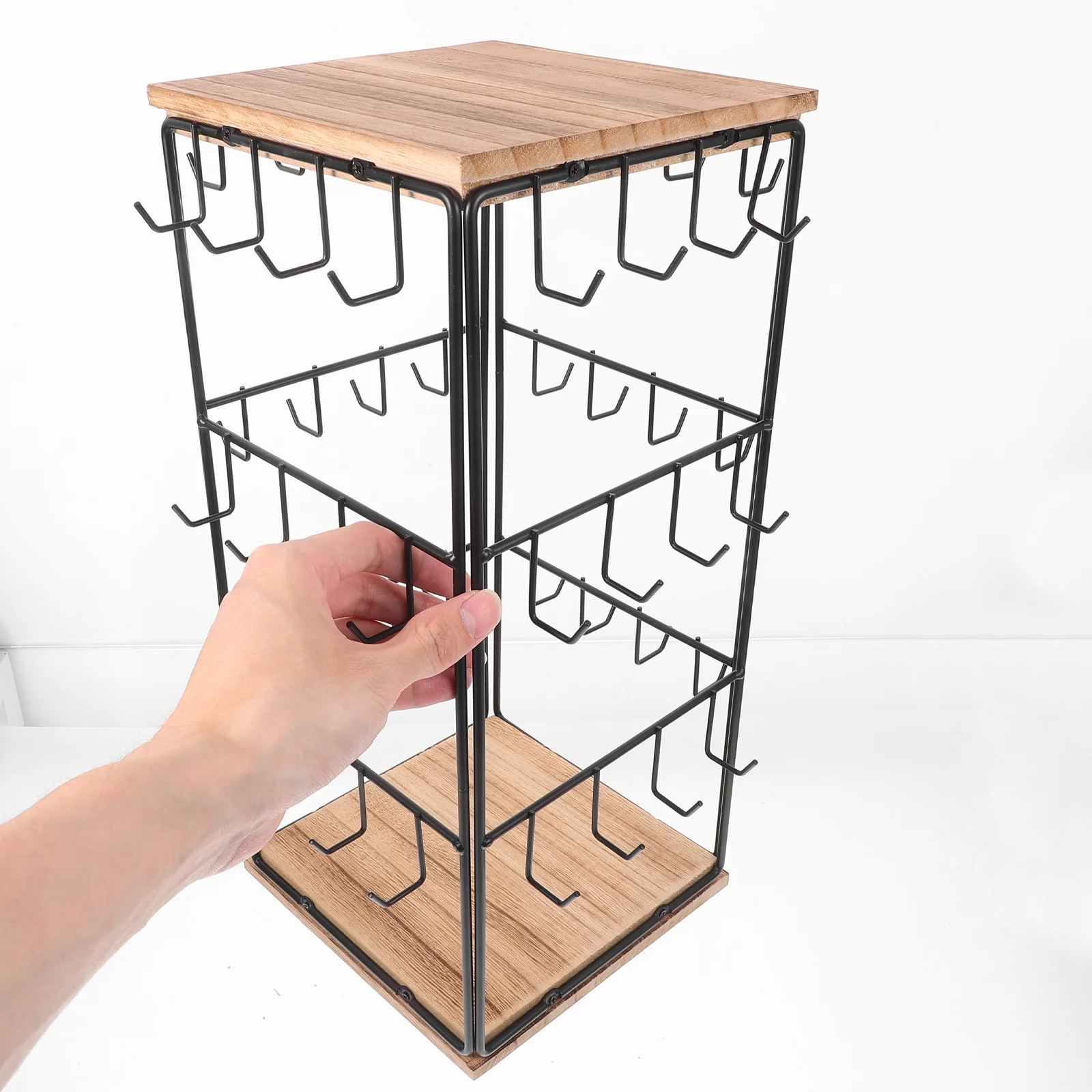 

Wooden Earring Stand Rotating Jewelry Organizer Display Minimalist Modern Vanity Countertop Home Decor Retail Store