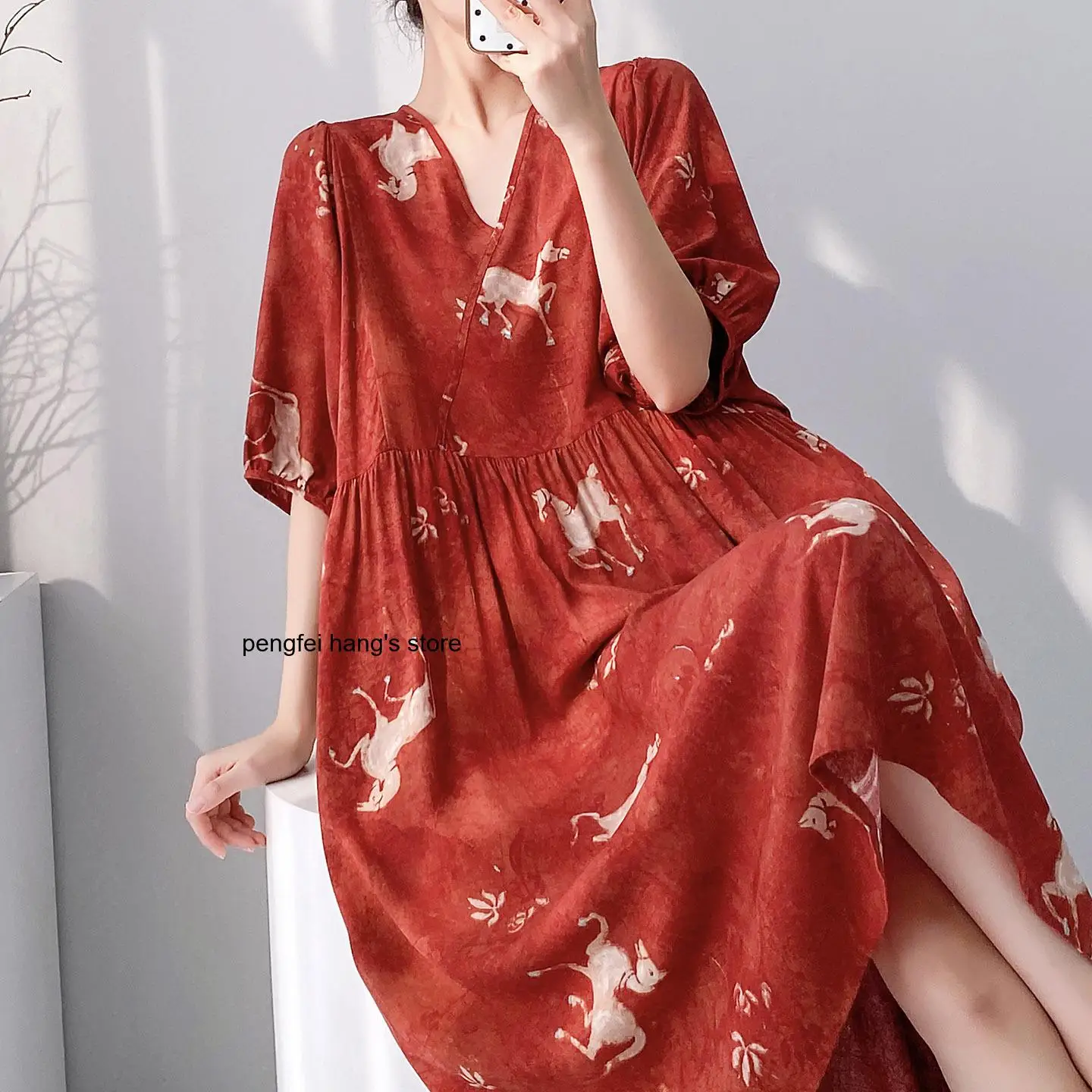 2026 New Women Summer V Neck Sleep Dress Short Sleeve Casual Home Loungewear Nightgown for Ladies Daily Home Wear
