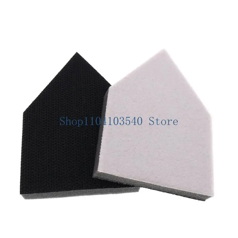 02DC Pentagonal Sanding Pad Interface Cushions, Layered Polyester and Nylon Construction with Long-Hook Backing for Convenient