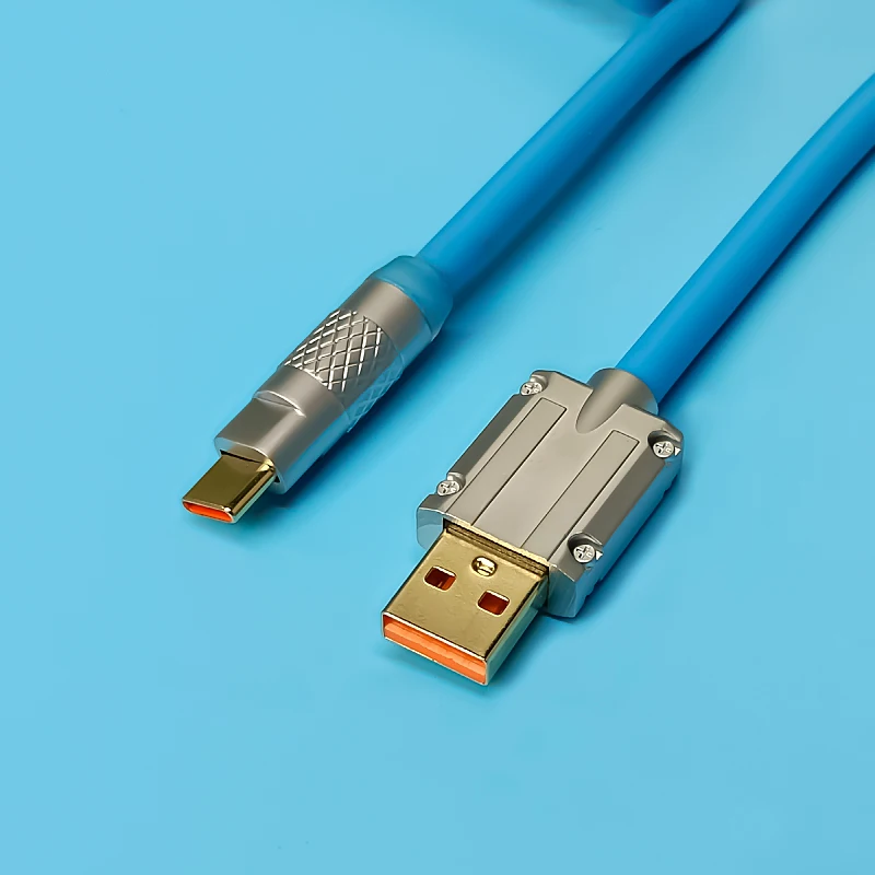 2 인 1 금 도금 나선형 케이블 파라코드, 기계식 키보드 에비에이터 케이블 c형 USB 데스크탑 컴퓨터 액세서리