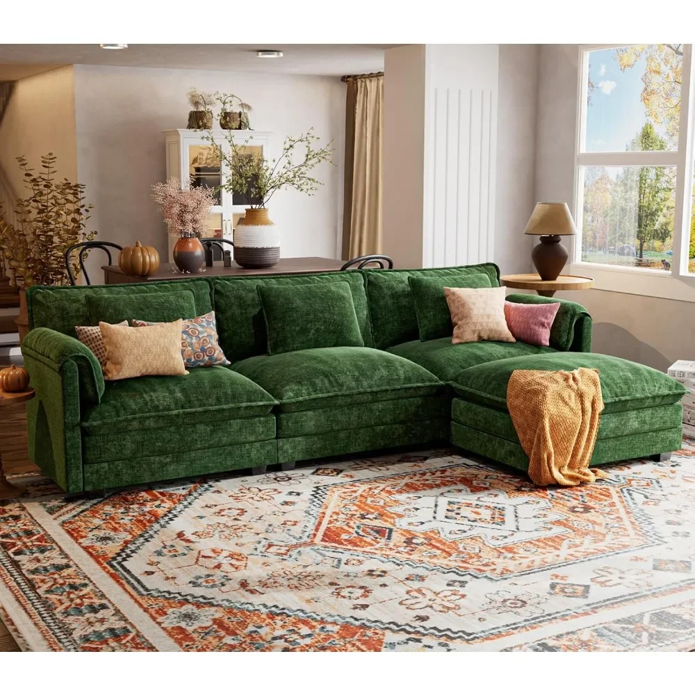 

113-inch Modular Sectional Sofa, Comfortable Cloud Sofa, L-shaped Deep Seat Sofa