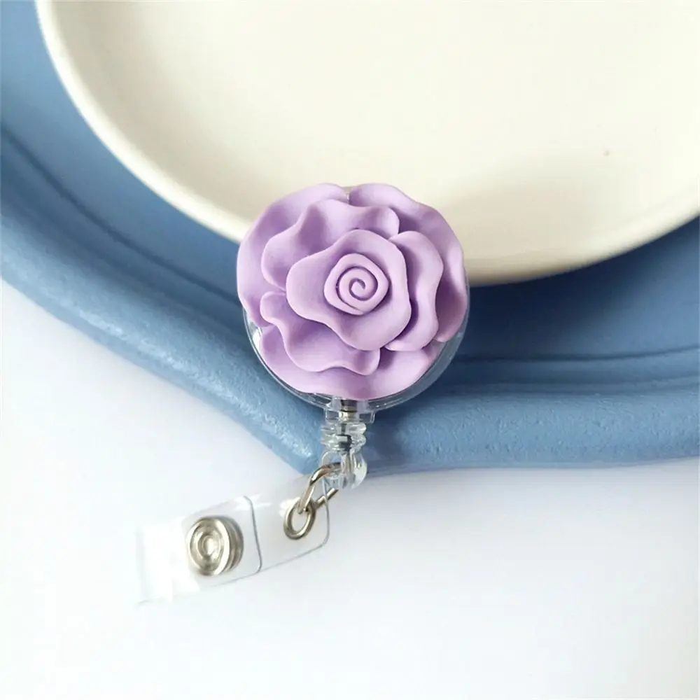 Bow Flower Nurse Badge Reel Name Tag Chest Card Retractable Badge Holder Work Card Resin Easy Pull Buckle Doctor Students