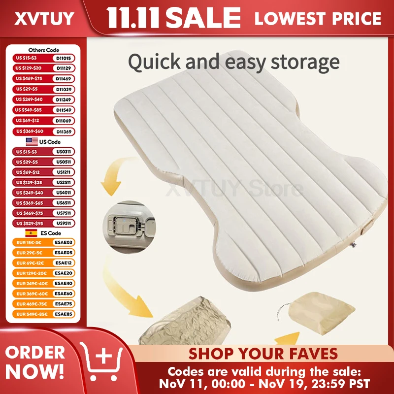 

Портативный надувной матрас для кемпинга Tesla ModelY, автомобильный самонадувающийся дорожный спальный матрас для внедорожника, автомобиля с подушкой