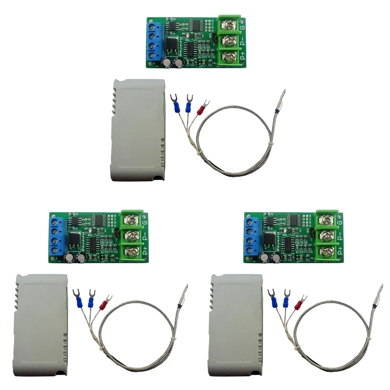 3X DC 8-25V PT100 Platinum Thermal Resistance To Temperature Converter RS485 Modbus RTU RTD Sensor Module Kit PTA9B01