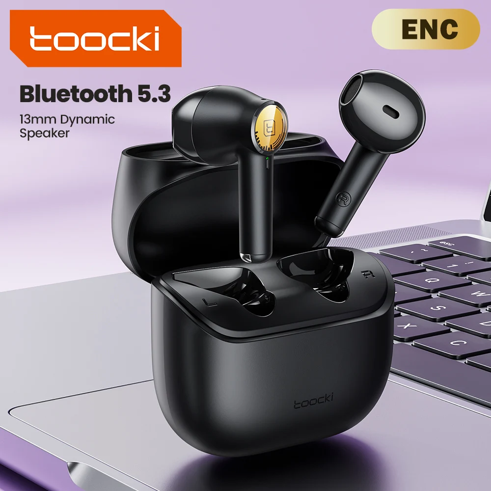 

Toocki ENC Bluetooth 5,3 наушники TWS HiFi звук стерео наушники с микрофоном беспроводная водонепроницаемая гарнитура-вкладыш для мобильного телефона