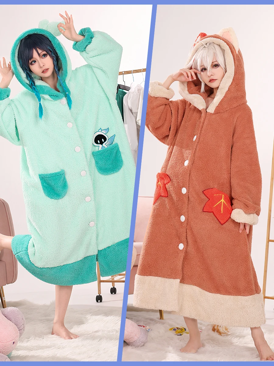 

Actuals,Genshin Impact Cos Venti Kaedehara Kazuha Plush Nightgown Winter Clothing Customisation Cosplay Halloween