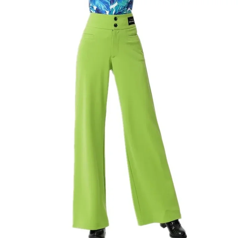 Новинка 2024 года, элегантные однотонные праздничные брюки для бальных танцев, женские брюки для вечеринок и мероприятий, классические танцевальные тренировки с высокой талией, уличные Ravskeif1