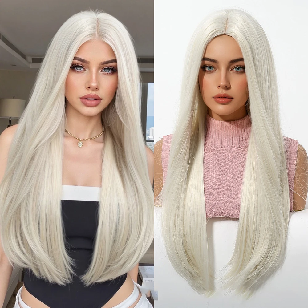 

Brown Long Straight Wig Natural Synthetic Hair Long Straight Layering Wigs for Women Daily Party Cosplay Wig Heat Resistant