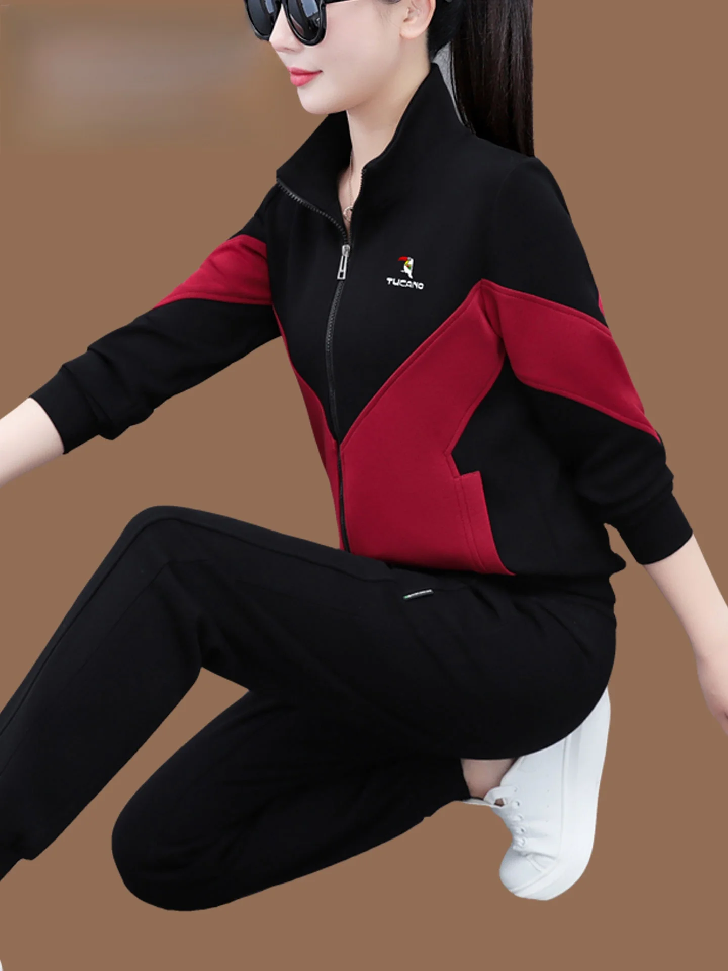 Conjunto Esportivo Casual TUCANO Feminino Primavera Outono 2026 Novo Conjunto de Moletom com Capuz e Calça para Corrida Duas Peças Roupa Esportiva