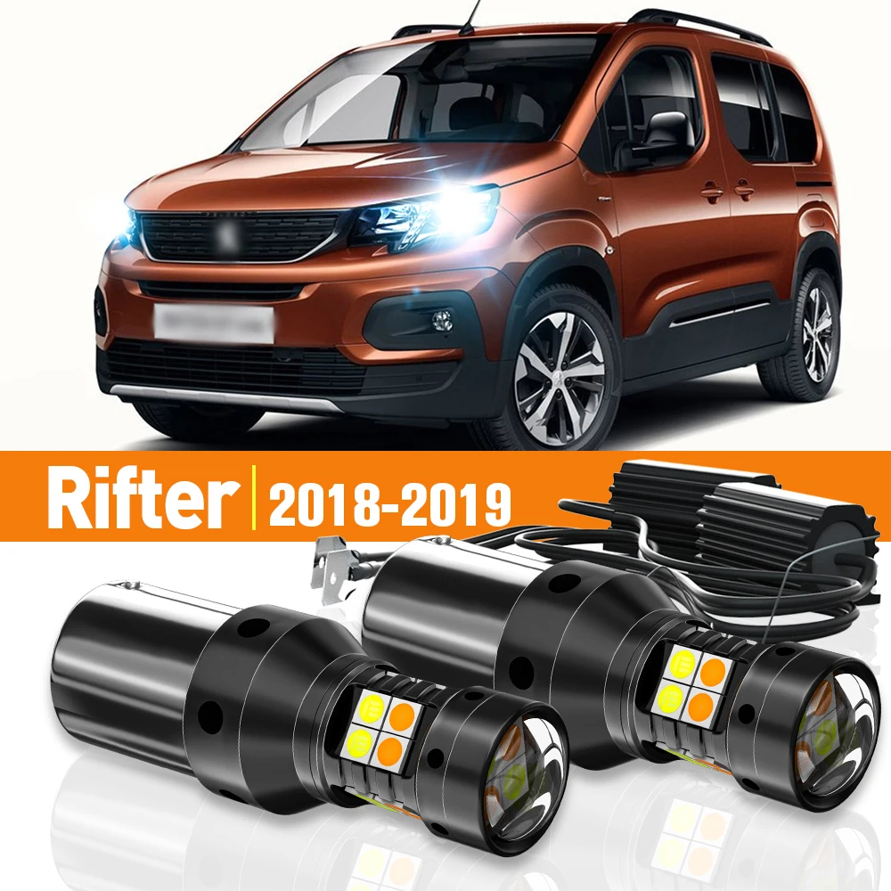 2x LED Dual Mode Turn Signal+Daytime Running Light DRL For Peugeot Rifter 2018-2019 Accessories Canbus