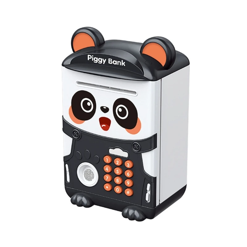 Kids Piggy Ornaments Gift Cartoon Panda Theme Lock Case Saving Money Box Coin Can