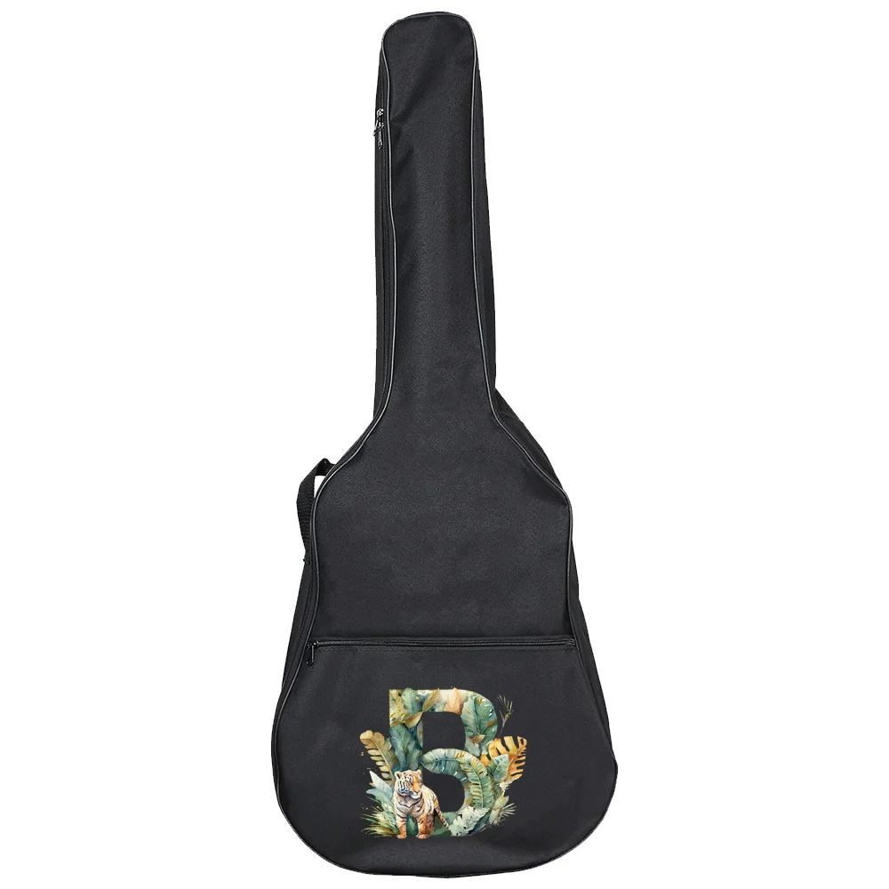 Saco impermeável guitarra preta, caso de guitarra acústica, selva tigre impressão série, Guitar Organizer sacos, 31-41"