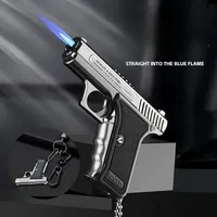 Mini Portable Keychain Lighter, Outdoor Windproof Jet Flame Inflatable Lighter Cigarette Accessories Men's Smoking Gift