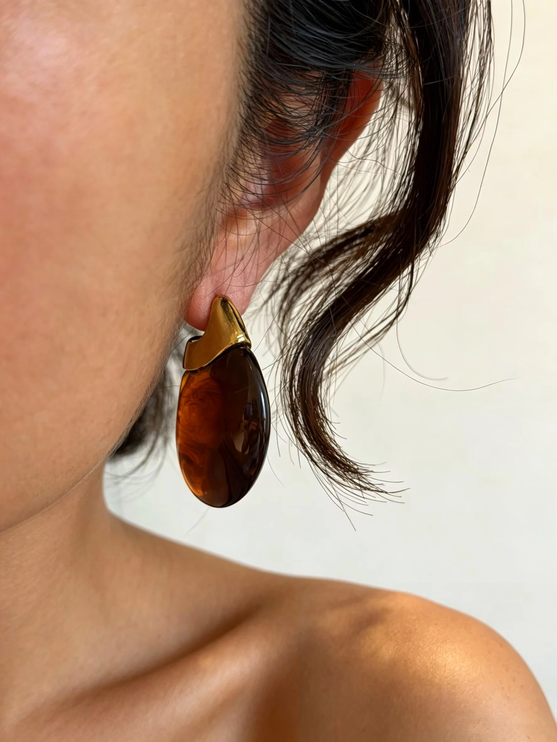 GHIDBK Coffee Colored Transparent Resin Irregular Water Droplet Earrings  Women Fashion Personalized Jewelry Accessories Gift