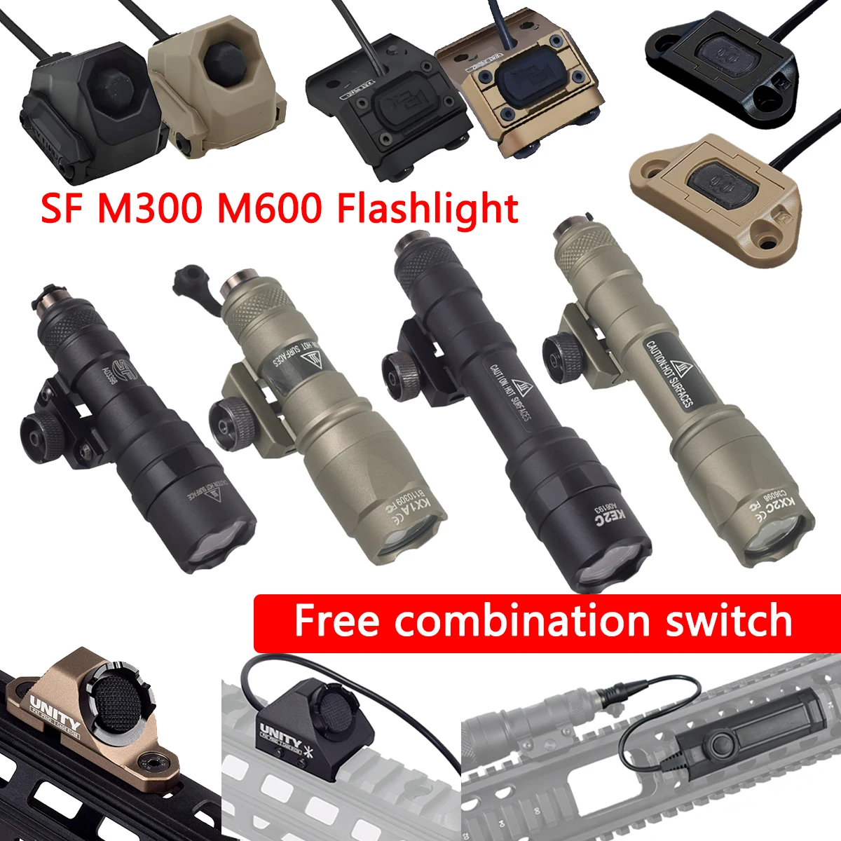 

Surefir M300 M600 Series Flashlight Free Combination Switch Airsoft M300B M600C M600B Light Remote Pressure Universal Switch